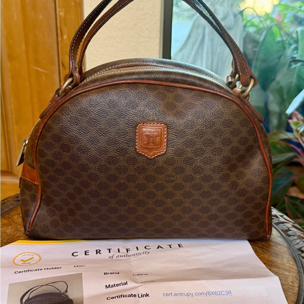 Celine Authentic Brown Dome Satchel Handbag - Brown - Picture 2 of 16
